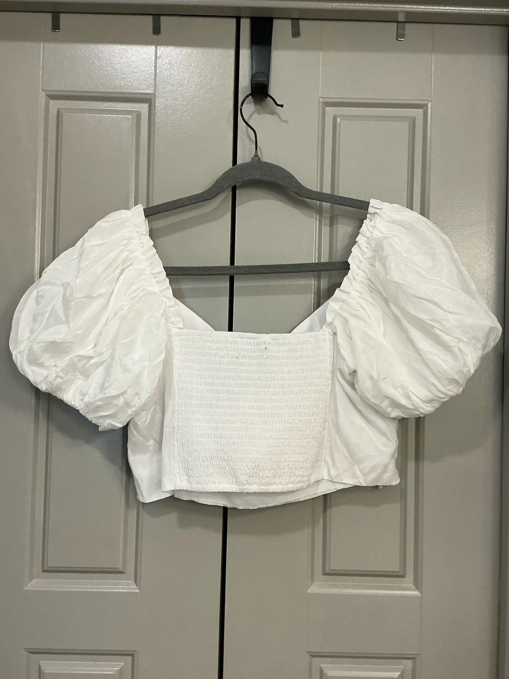 Abercrombie & Fitch Drama Puff Sleeve Sweetheart Top NWT Size Large White